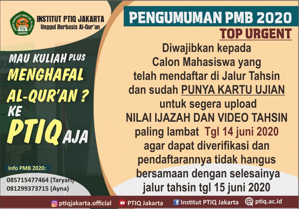 Top Urgen Info Pmb Ptiq 2020 – Institut Ptiq Jakarta